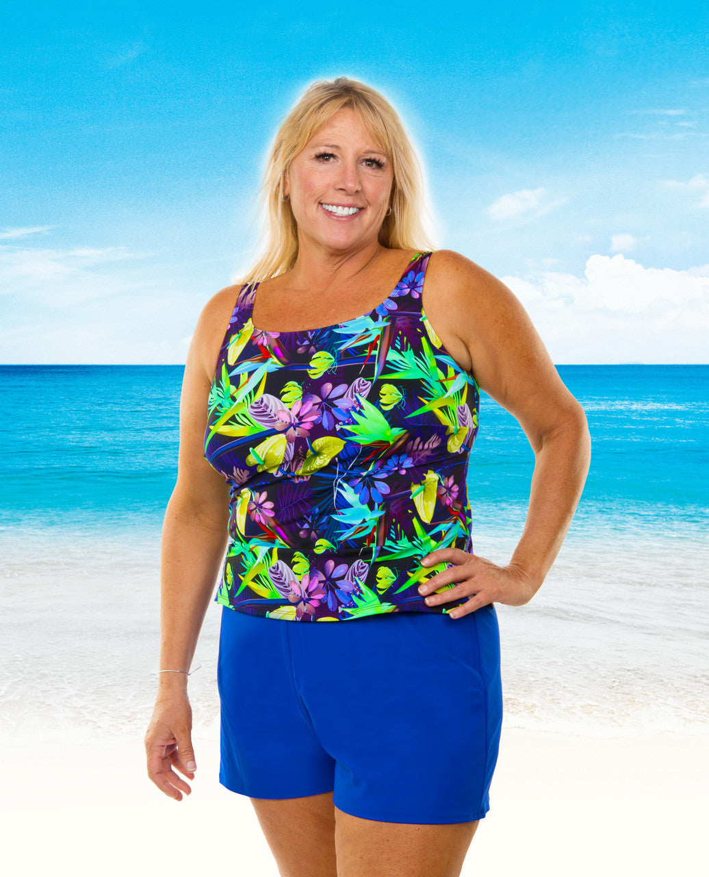 T.H.E. 32-80-768 High Neck Mastectomy Swim Top Separate In Women's Sizes/ 25% Off