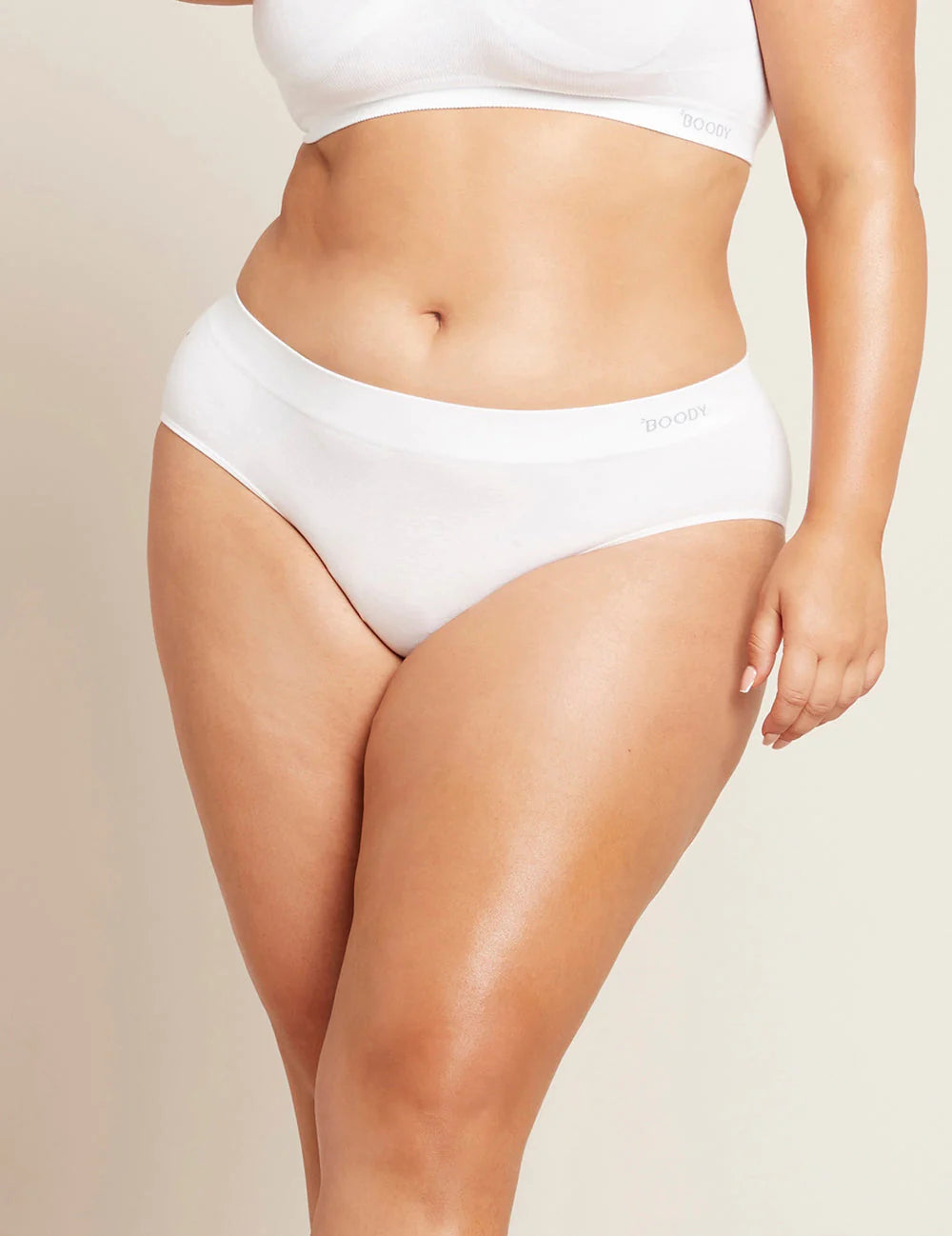 Boody Midi Briefs in white- front view
