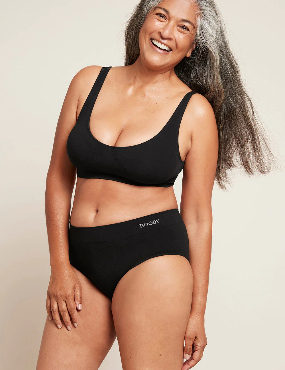 Boody Midi Brief in Black- front view