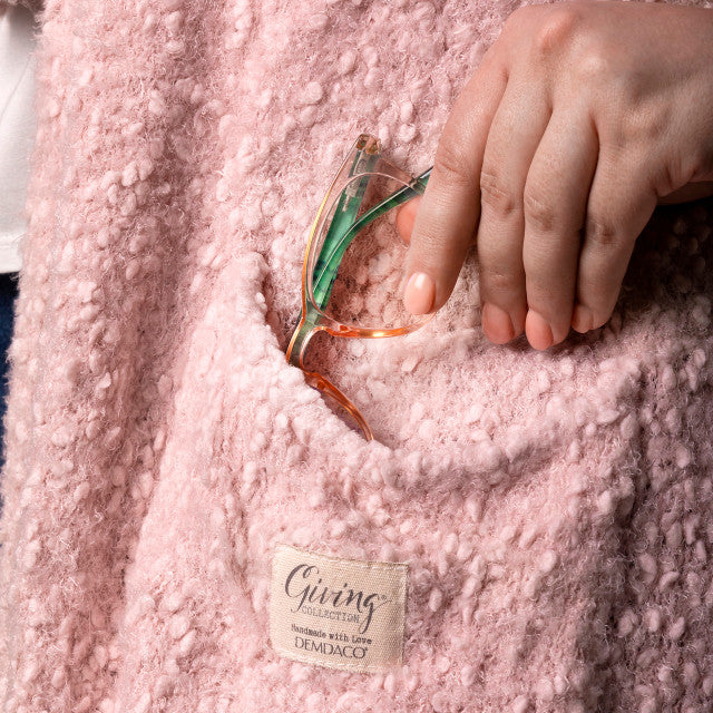 Demdaco Pink Giving Shawl-Giving Collection glasses in pocket