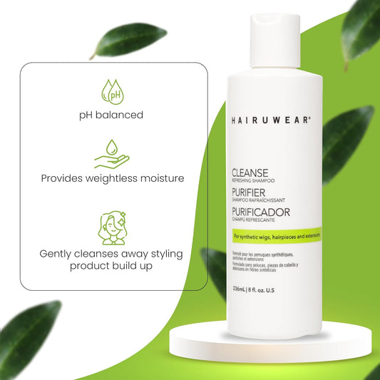 HairUWear "Cleanse" Refreshing Shampoo Wash, for Synthetic Wigs, Hairpieces and Extensions 8 oz.