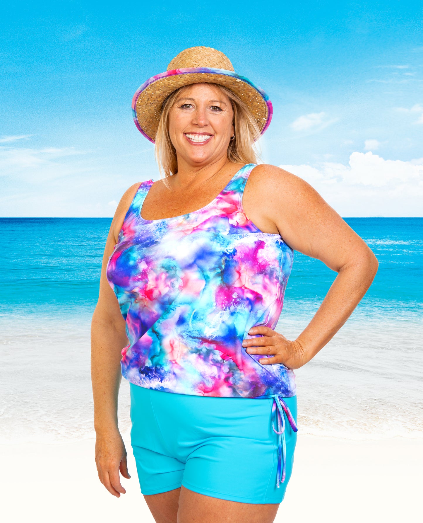 Topanga by T.H.E. 16-60 TANK STRAP BLOUSON MASTECTOMY SWIM TOP