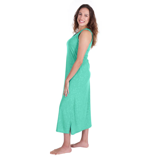 Cool Jams Women's Moisture Wicking Long Tank Gown in Mint Leaf